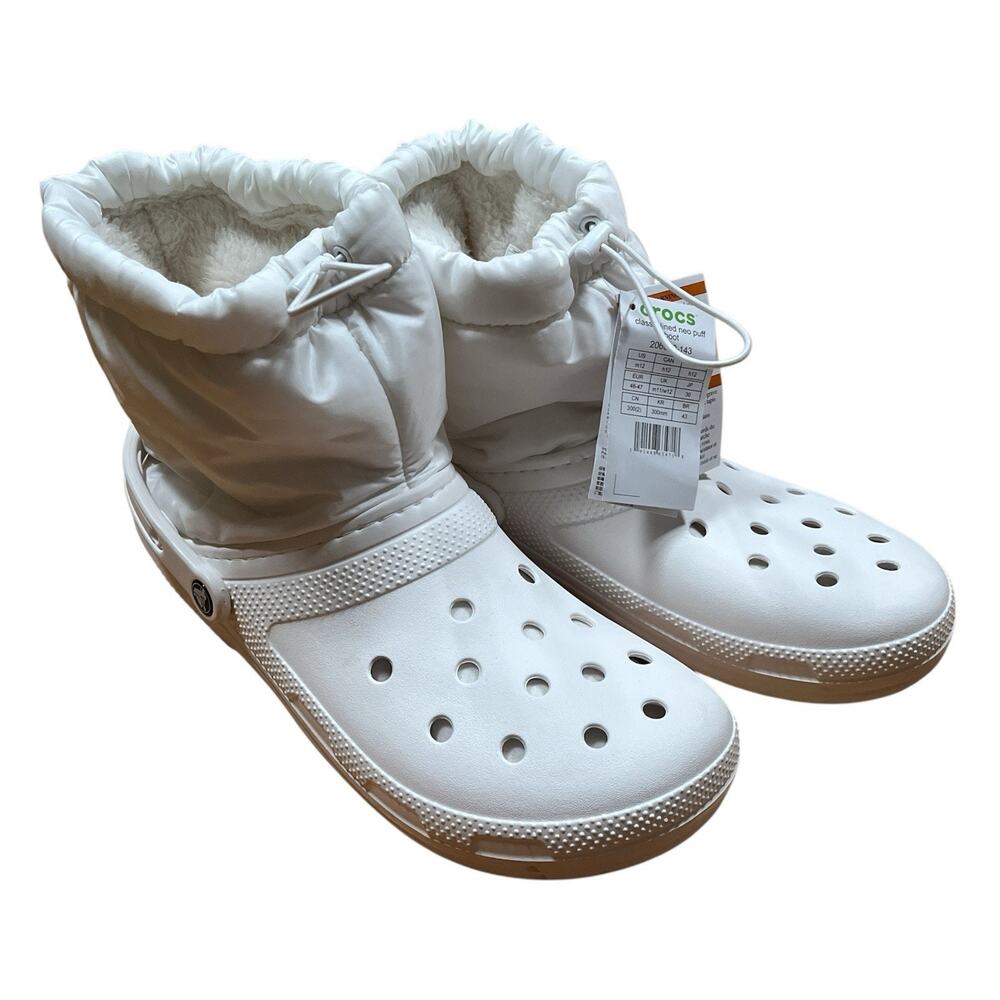 Crocs Classic Lined‎ Neo Puff Boot Size Men's 12 Winter White 206630-143